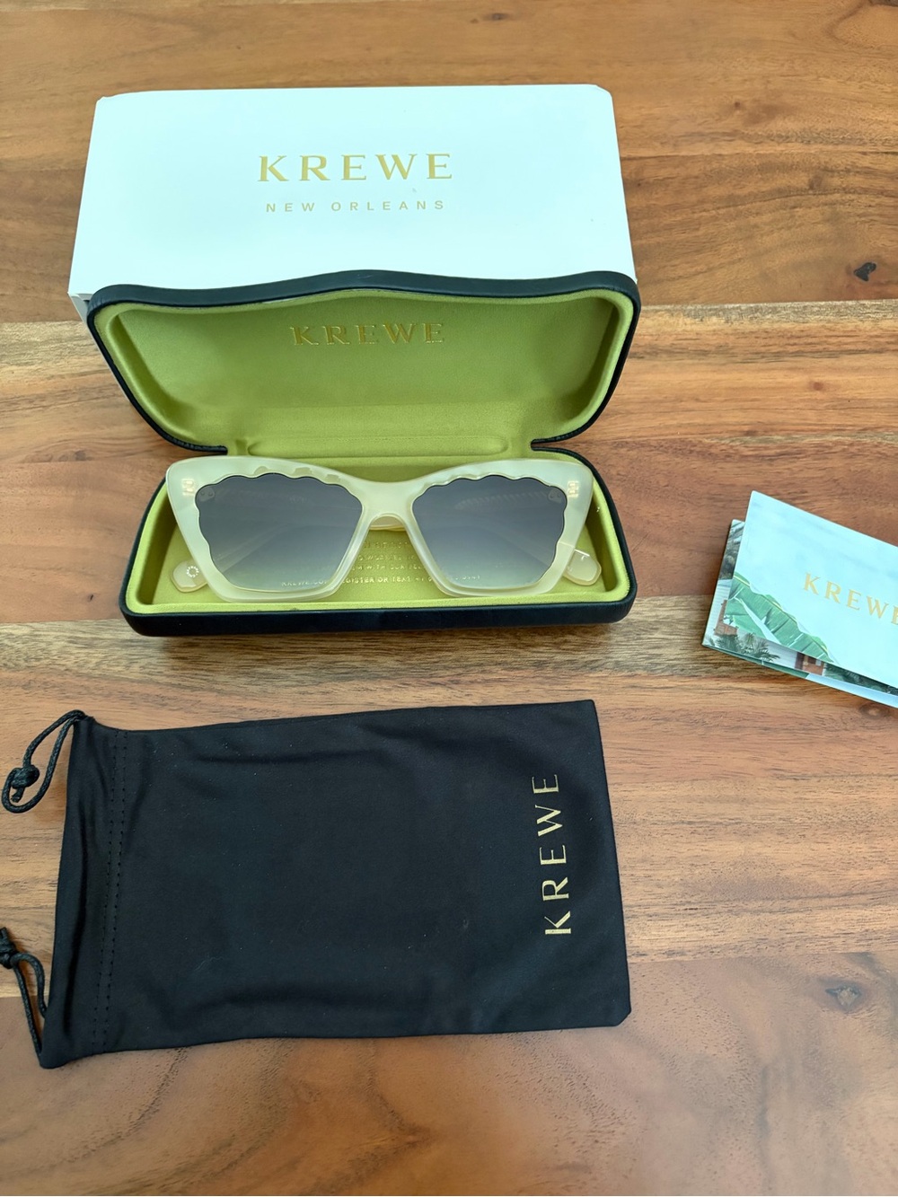 KREWE Brigitte Sunglasses in Blonde - Scalloped Cat Eye Sunglasses